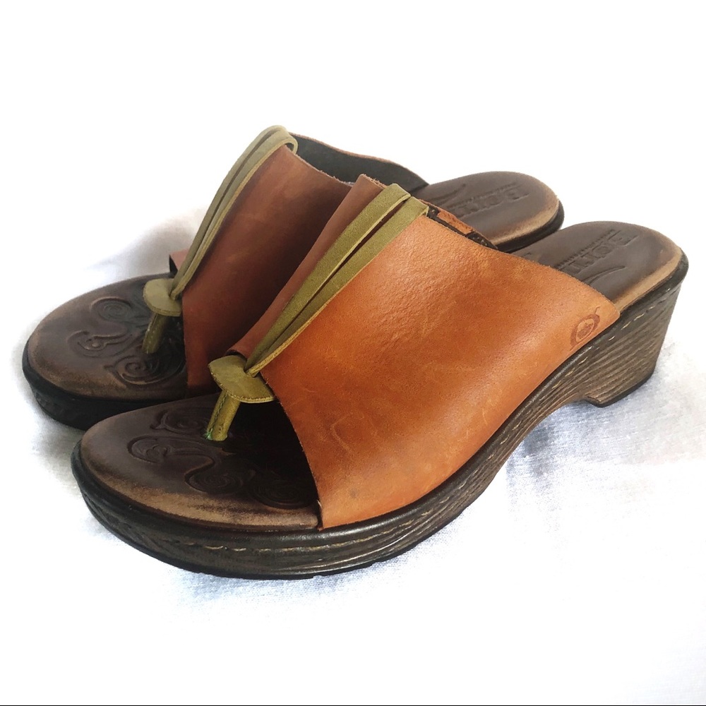 BORN • Slip On Orange Sandal Wedges